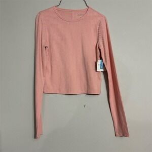 Arizona Jean Co Women's XS Pink‎ Long Sleeve Crop Top Casual NWT